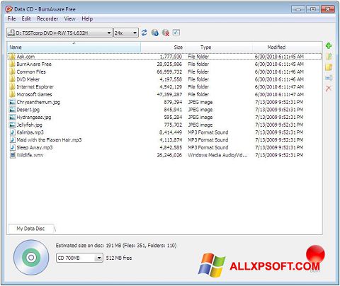 स्क्रीनशॉट BurnAware Free Windows XP