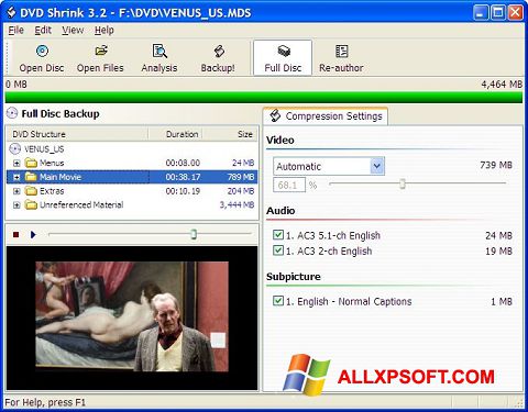 स्क्रीनशॉट DVD Shrink Windows XP