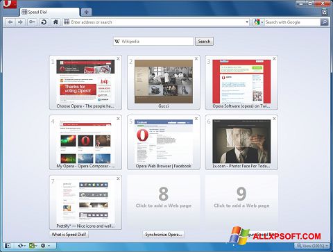 स्क्रीनशॉट Opera Windows XP