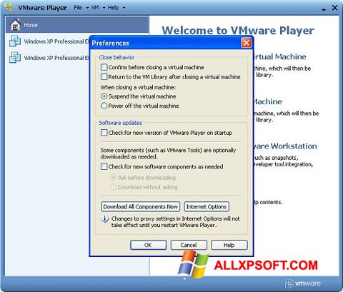 स्क्रीनशॉट VMware Player Windows XP