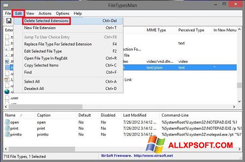 स्क्रीनशॉट Unassociate File Types Windows XP