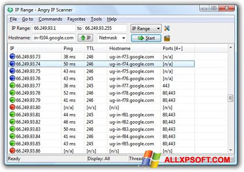 स्क्रीनशॉट Angry IP Scanner Windows XP