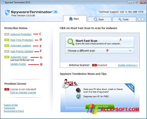 स्क्रीनशॉट Spyware Terminator Windows XP