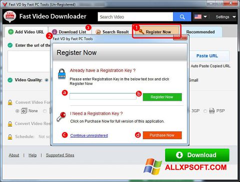 स्क्रीनशॉट Fast Video Downloader Windows XP