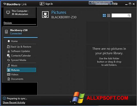 स्क्रीनशॉट BlackBerry Link Windows XP