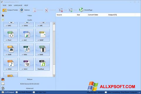 स्क्रीनशॉट Format Factory Windows XP