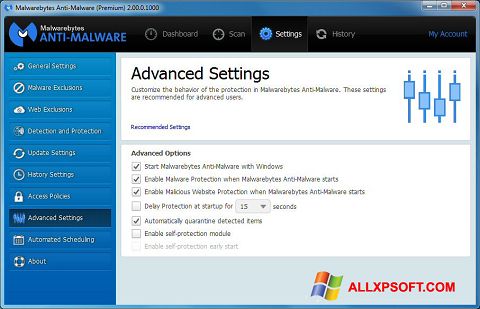 स्क्रीनशॉट Malwarebytes Anti-Malware Windows XP