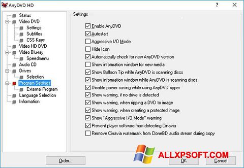 स्क्रीनशॉट AnyDVD Windows XP