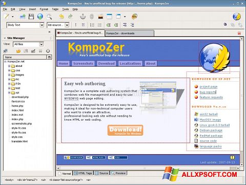 स्क्रीनशॉट KompoZer Windows XP