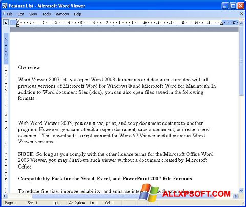 स्क्रीनशॉट Word Viewer Windows XP