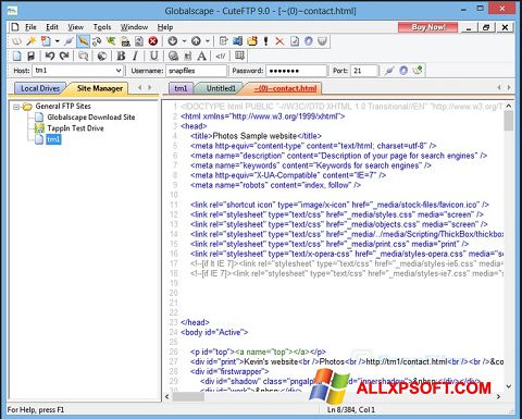 स्क्रीनशॉट CuteFTP Windows XP