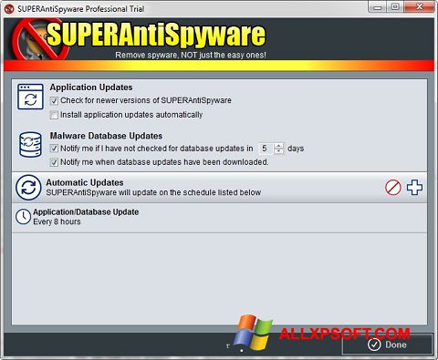 स्क्रीनशॉट SUPERAntiSpyware Windows XP