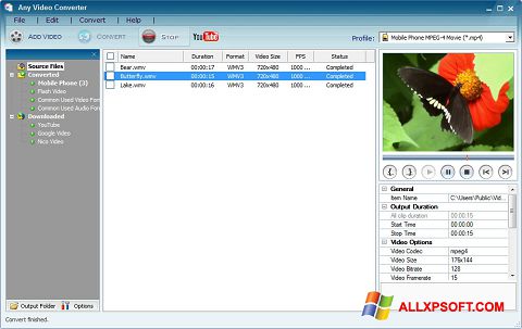 स्क्रीनशॉट Any Video Converter Windows XP