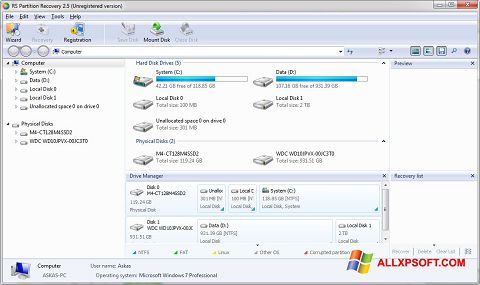 स्क्रीनशॉट RS Partition Recovery Windows XP