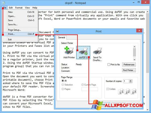 स्क्रीनशॉट doPDF Windows XP