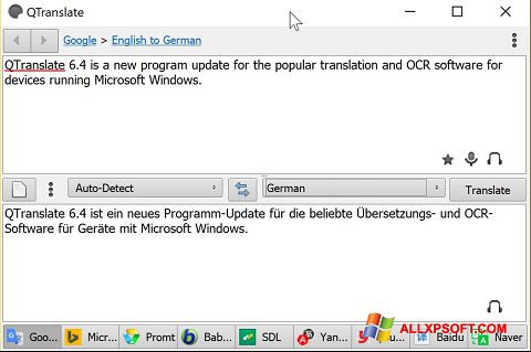 स्क्रीनशॉट QTranslate Windows XP