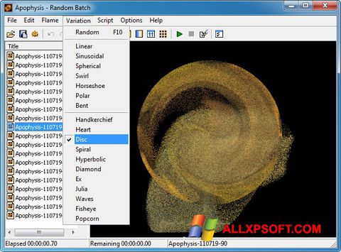 स्क्रीनशॉट Apophysis Windows XP