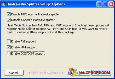 स्क्रीनशॉट Haali Media Splitter Windows XP