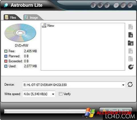 स्क्रीनशॉट Astroburn Lite Windows XP
