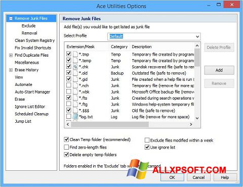 स्क्रीनशॉट Ace Utilities Windows XP