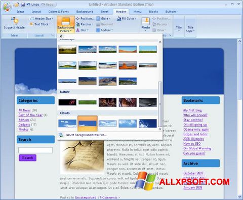 स्क्रीनशॉट Artisteer Windows XP