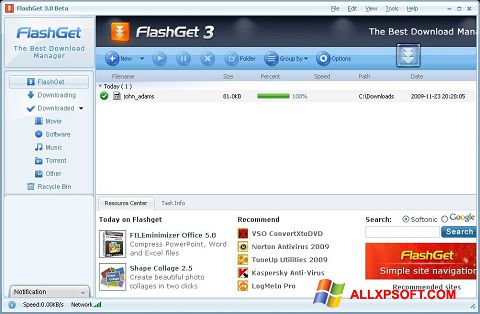 स्क्रीनशॉट FlashGet Windows XP
