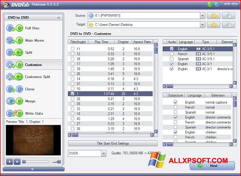 स्क्रीनशॉट DVDFab Windows XP