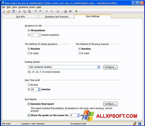 स्क्रीनशॉट easyQuizzy Windows XP