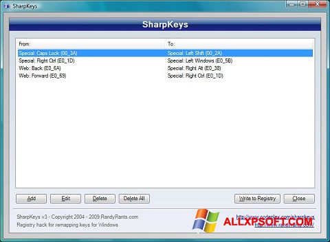 स्क्रीनशॉट SharpKeys Windows XP