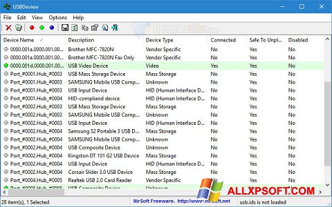 स्क्रीनशॉट USBDeview Windows XP