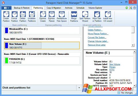 स्क्रीनशॉट Paragon Hard Disk Manager Windows XP
