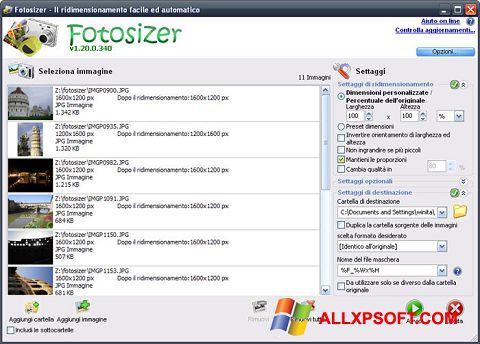 स्क्रीनशॉट Fotosizer Windows XP