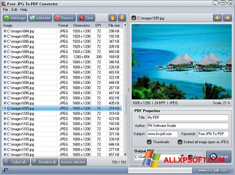 स्क्रीनशॉट JPG to PDF Converter Windows XP