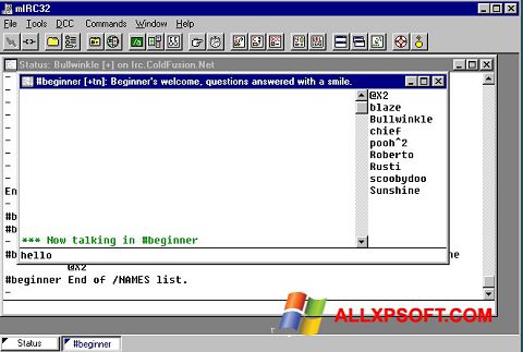 स्क्रीनशॉट mIRC Windows XP