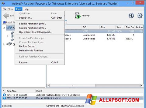 स्क्रीनशॉट Active Partition Recovery Windows XP