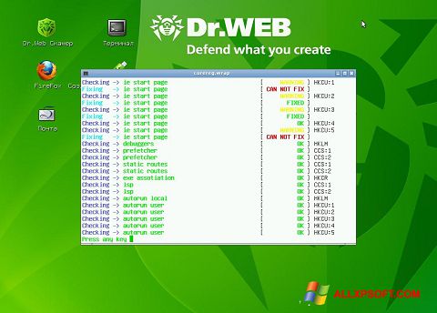 स्क्रीनशॉट Dr.Web LiveCD Windows XP