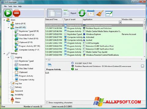 स्क्रीनशॉट Keylogger Windows XP