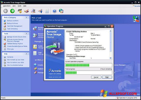 स्क्रीनशॉट Acronis True Image Windows XP