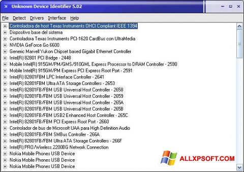 स्क्रीनशॉट Unknown Device Identifier Windows XP