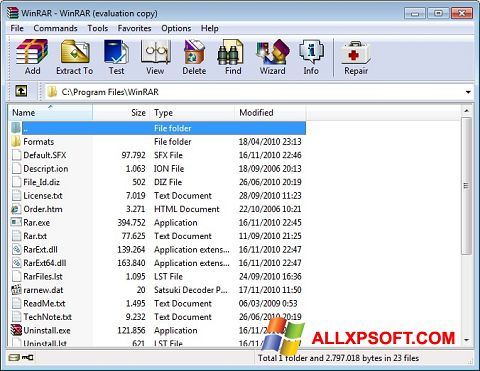 स्क्रीनशॉट WinRAR Windows XP