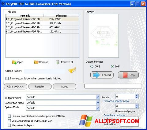 स्क्रीनशॉट PDF to DWG Converter Windows XP