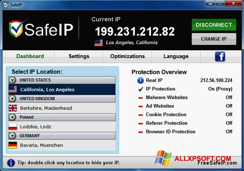 स्क्रीनशॉट SafeIP Windows XP