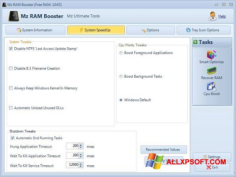 स्क्रीनशॉट Mz RAM Booster Windows XP