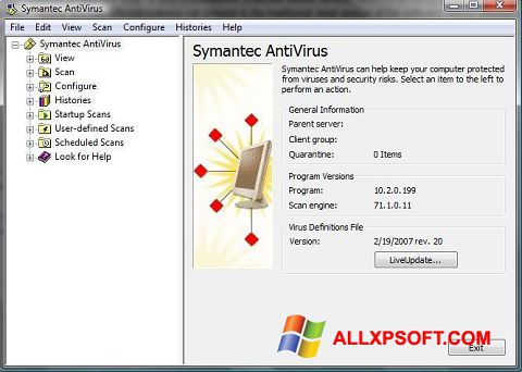 स्क्रीनशॉट Symantec Antivirus Windows XP