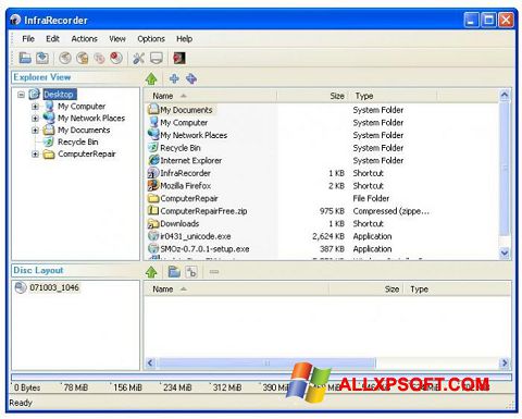 स्क्रीनशॉट InfraRecorder Windows XP