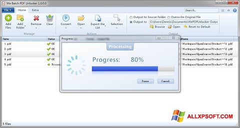 स्क्रीनशॉट PDF Unlocker Windows XP