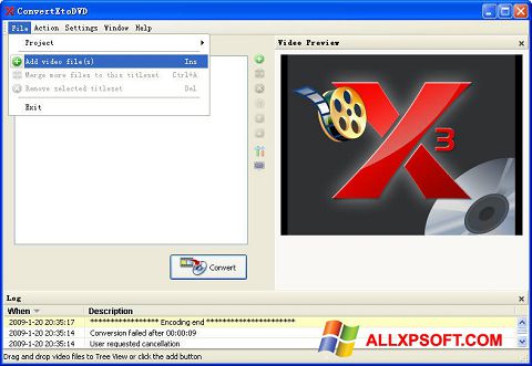 स्क्रीनशॉट ConvertXToDVD Windows XP