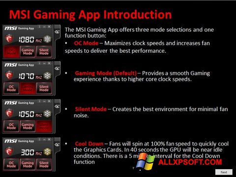 स्क्रीनशॉट MSI Gaming App Windows XP