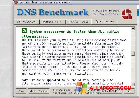 स्क्रीनशॉट DNS Benchmark Windows XP