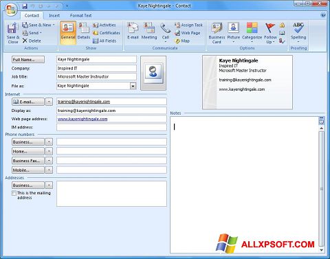 स्क्रीनशॉट Microsoft Outlook Windows XP